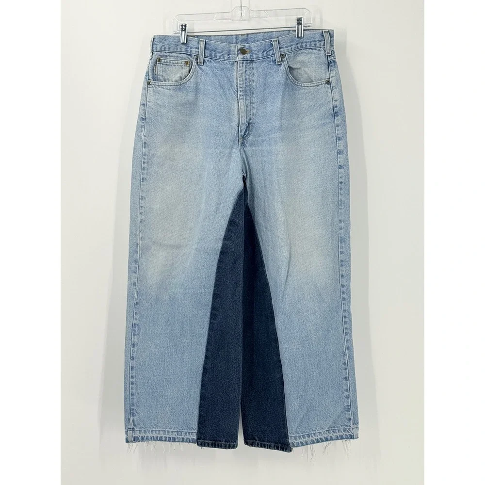 Carhartt‎ Reworked Relaxed Fit wide leg Jeans Mens sz 38x30 upcycled colorblock